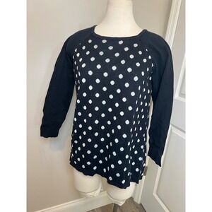 AB STUDIO Women Black White Polka Dot Knit‎ Sweater Top Size M
